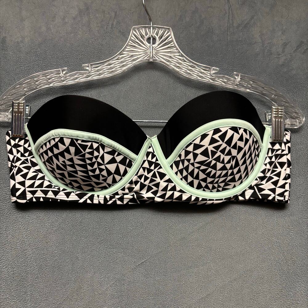 Xhilaration Bikini Top Womens Large Geometric Padded Push Up Double Strap Beachy